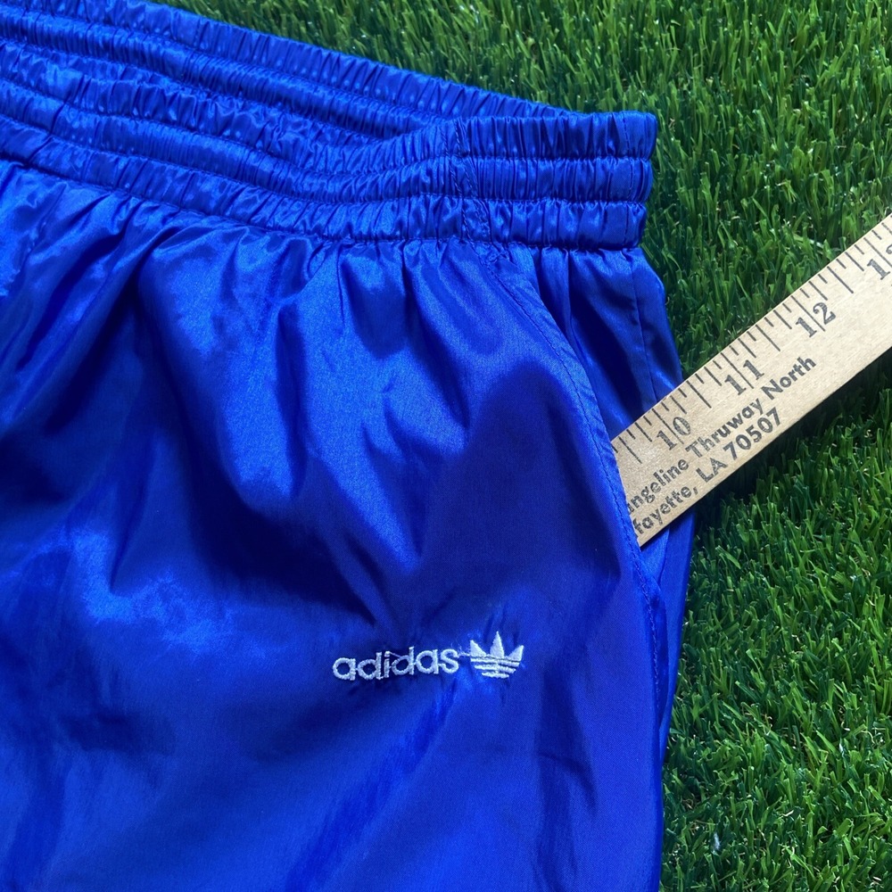 Vintage Adidas Blue Trefoil Leaf Logo Basketball Track Pants Sweat Sz Large - Picture 14 of 16